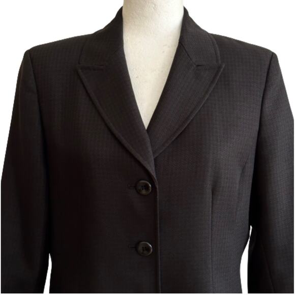 Suit Studio Blazer Black Textured Herringbone Button Front Jacket Size 12P - Picture 3 of 11